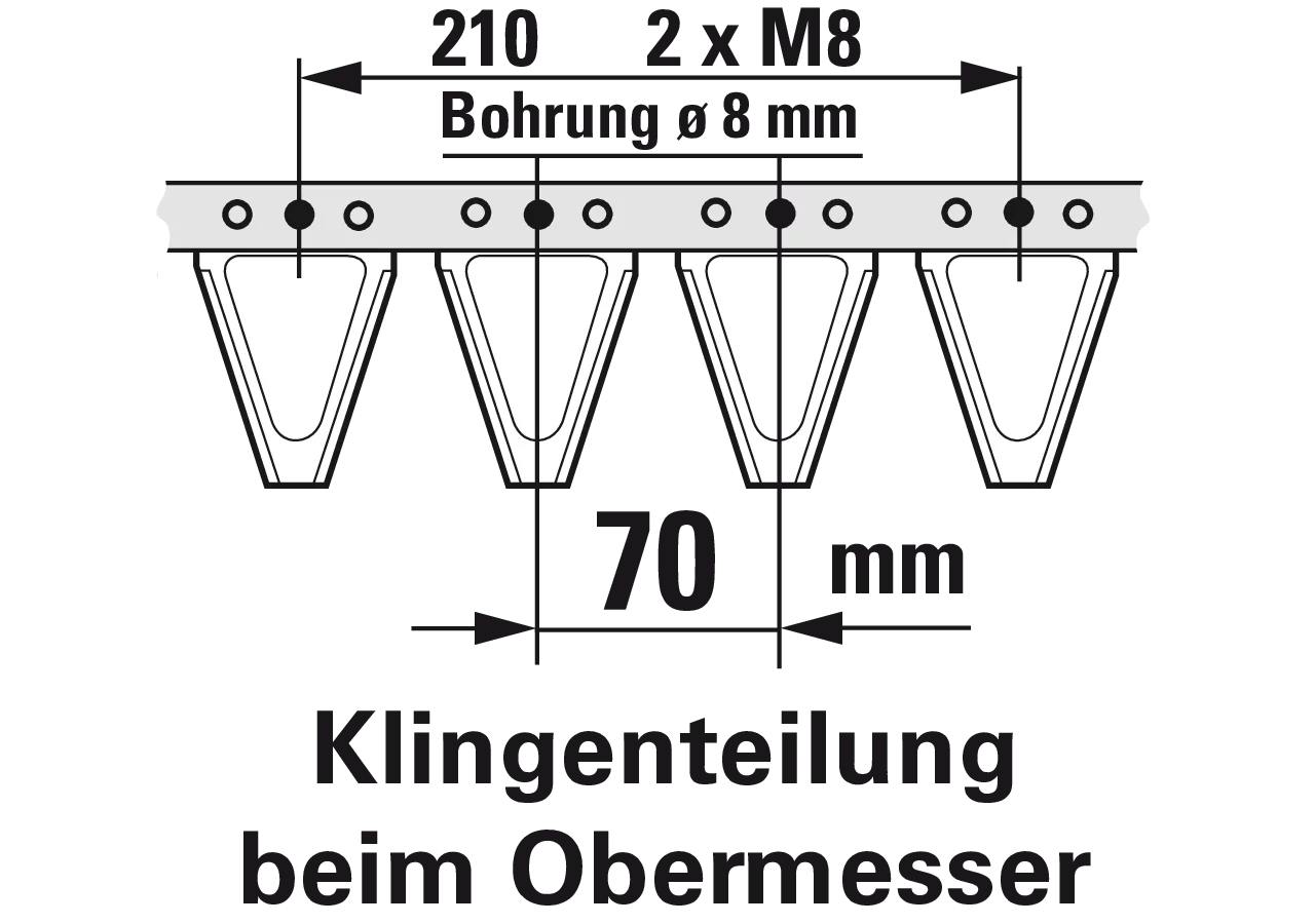 Obermesser L 170 cm, 26 Klingen, T70, glatt ESM 2626220 ESM