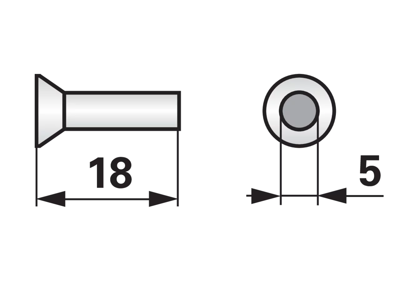 Senkkopfniet AD 5 x L 18 mm, DIN 661, 200 Stück – passend für ESM 5440160 GartenShop24