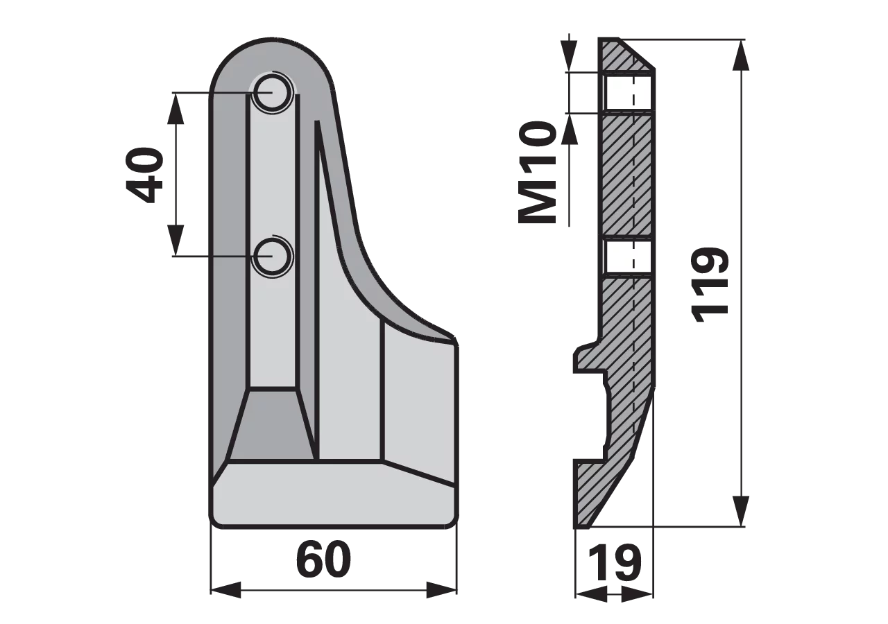 Messerhalter L 119 mm, unten – passend für Gaspardo 21120042 GartenShop24