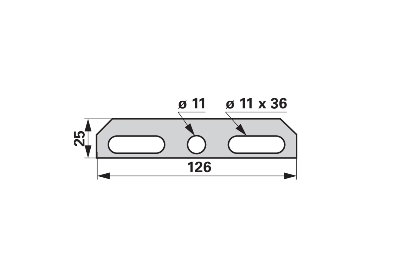 Beilagblech L 126 x B 25 x S 0,5 mm Aebi AM23332/2 Aebi