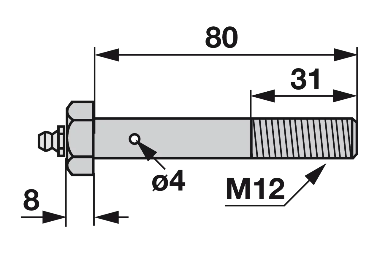 Sechskantschraube M12 x 80 mm, mit Schmiernippel GartenShop24