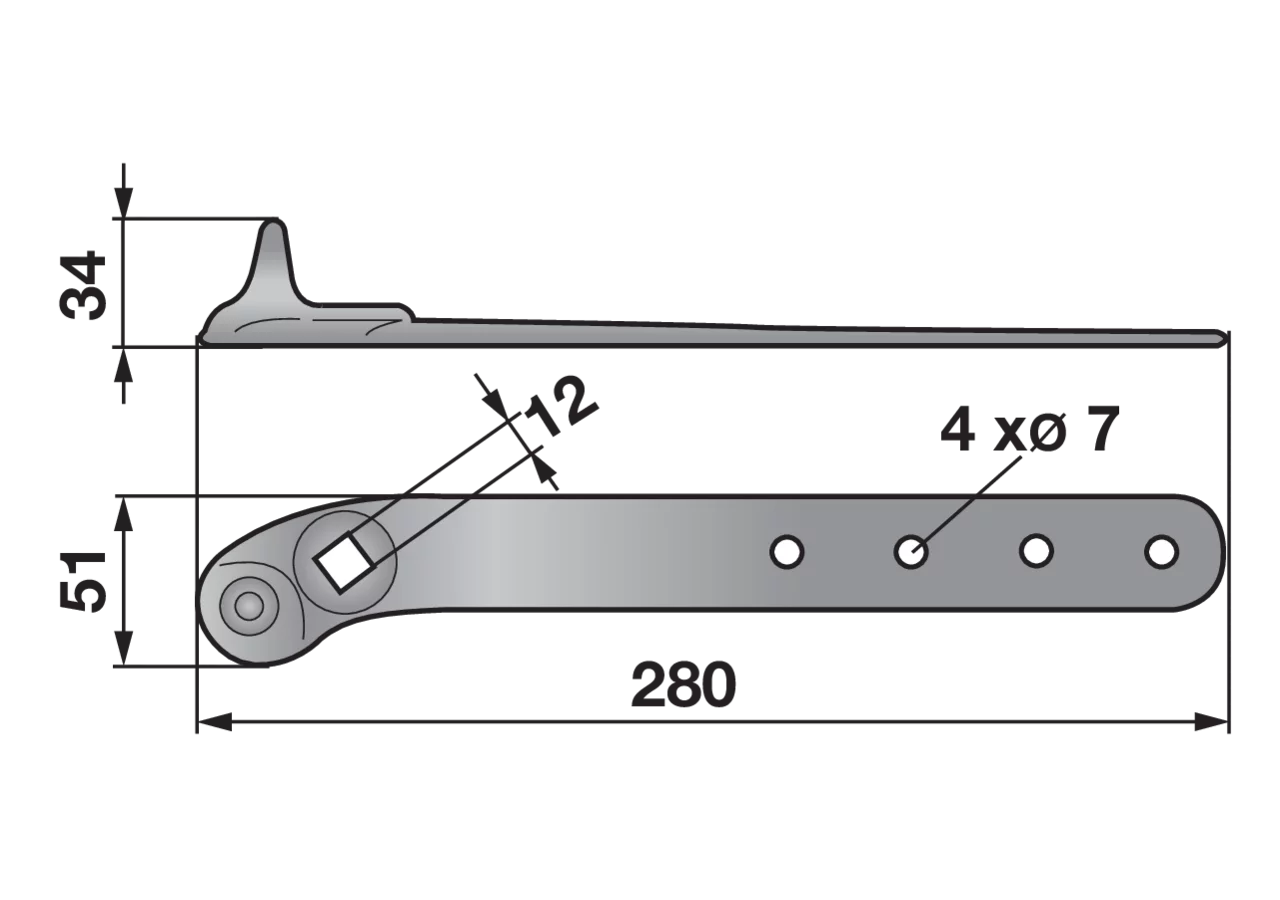 Kopfband mit Vierkantloch 12 x 12 mm – passend für Rasspe RS1120 Rasspe