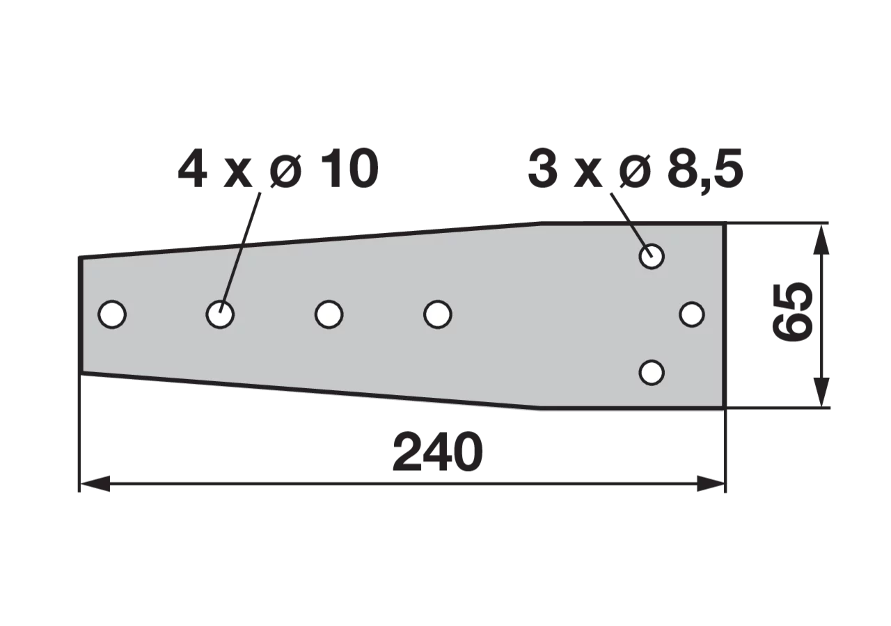 Verbindungsblech L 240 x B 65 mm – passend für Rasspe RS1802 Rasspe