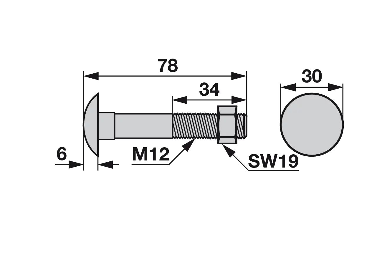 Schwadblechschraube M12 x 78 mm, mit Mutter – passend für Reform 1582184 GartenShop24