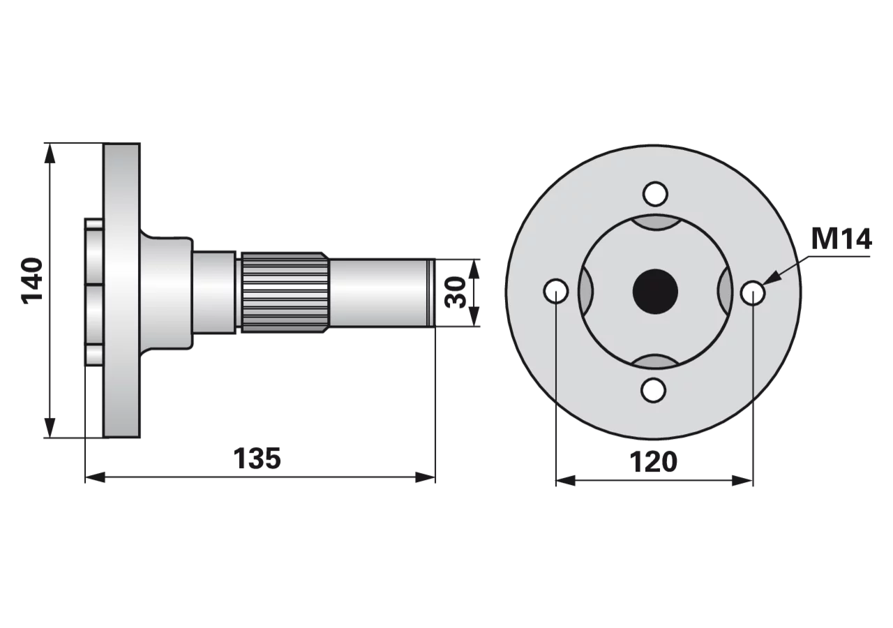 Radwelle L 135 mm – passend für Vogel und Noot FR009703 GartenShop24