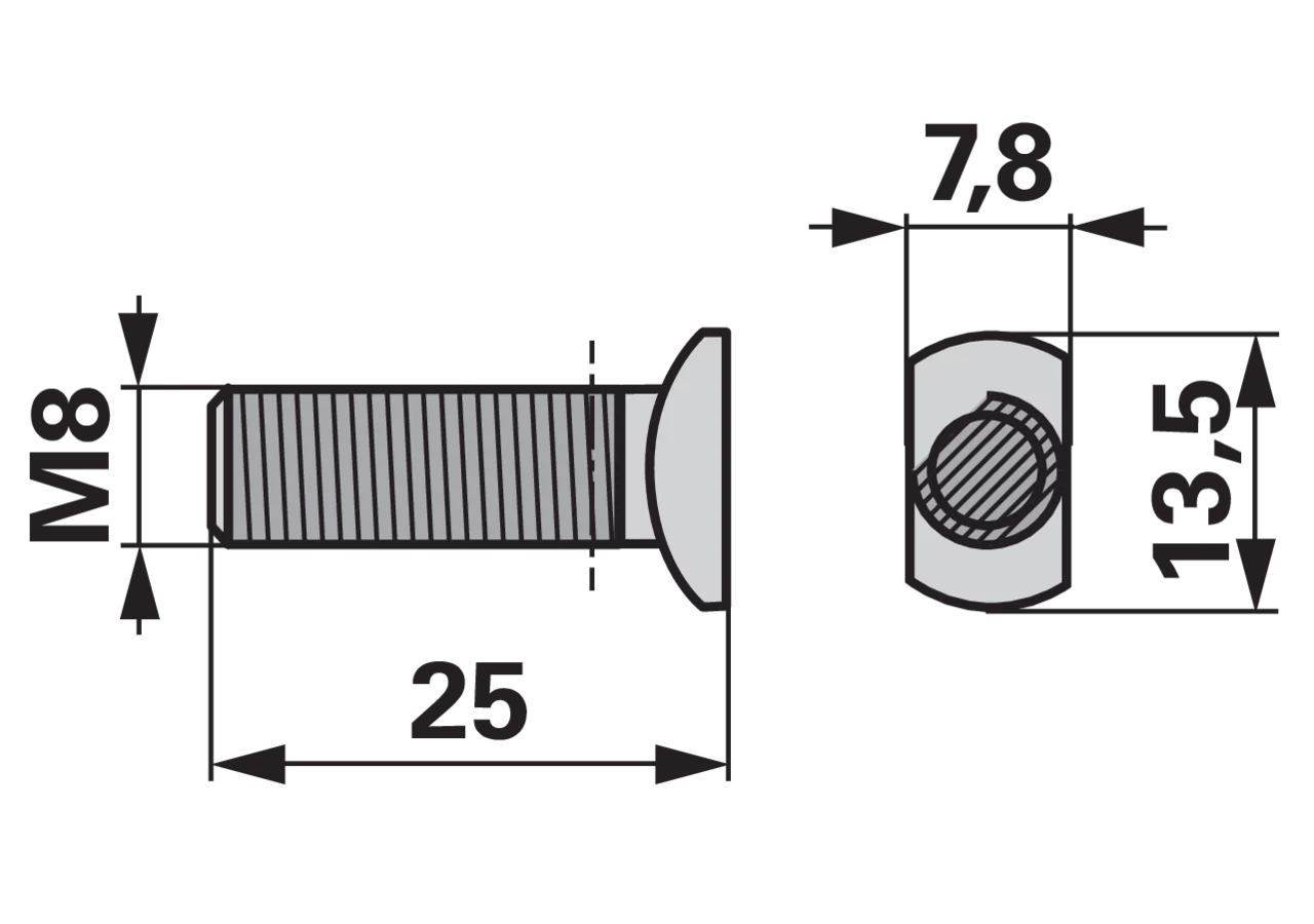 Messerkopfschraube M8 x 25 mm, Ovalkopf – passend für Reform 130.167.851 GartenShop24