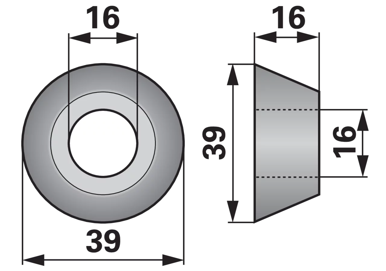 Dichtungskappe AD 39 x ID 16 x H 16 mm ESM 5111320 ESM