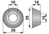 Dichtungskappe AD 39 x ID 16 x H 16 mm ESM 5111320 ESM