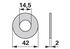 Scheibe AD 42 x ID 14,5 x S 2 mm, für Schwinge ESM 3670010 ESM