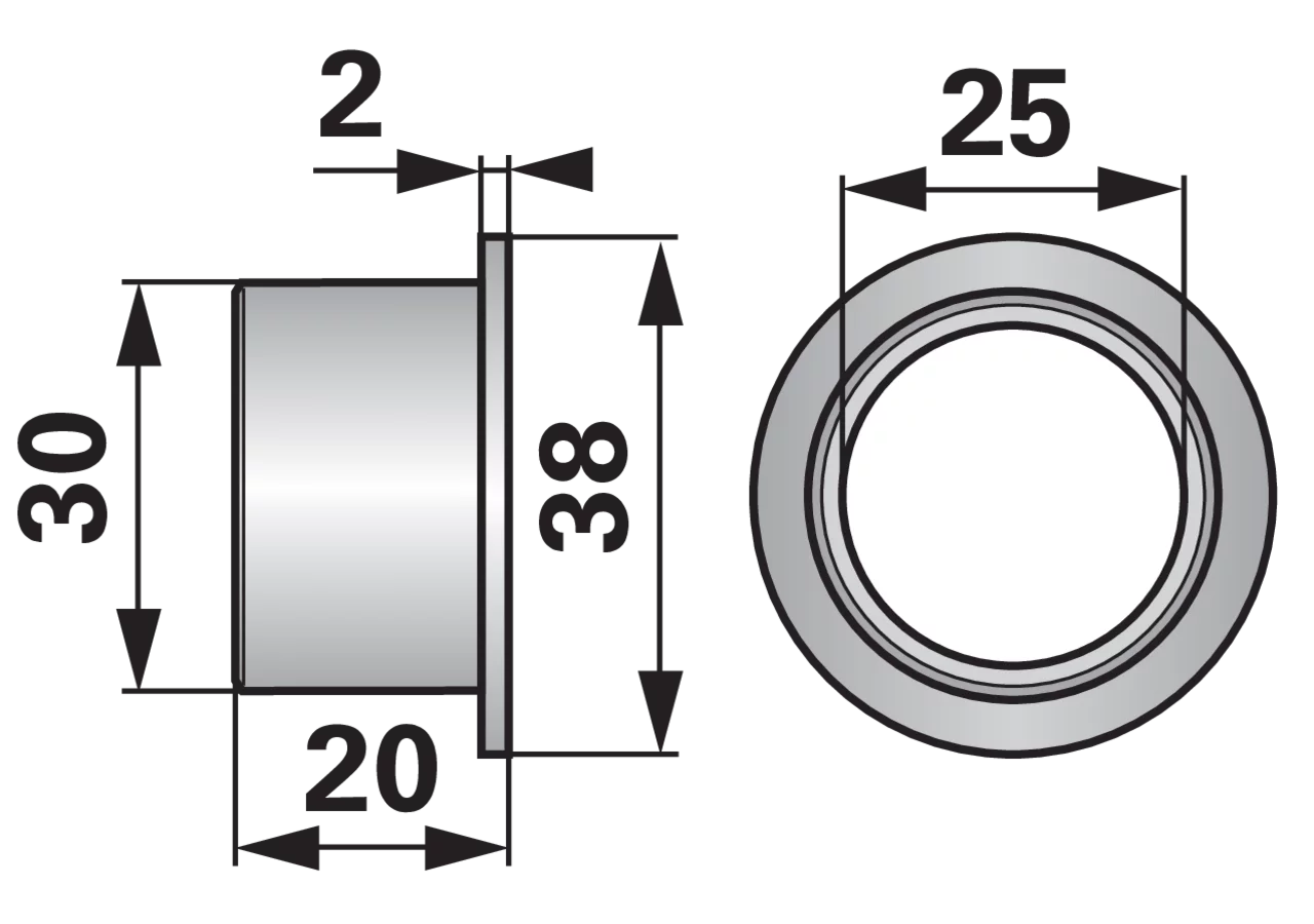 Buchse AD 38 x ID 25 x L 20 mm, Bronze ESM 3242920 ESM