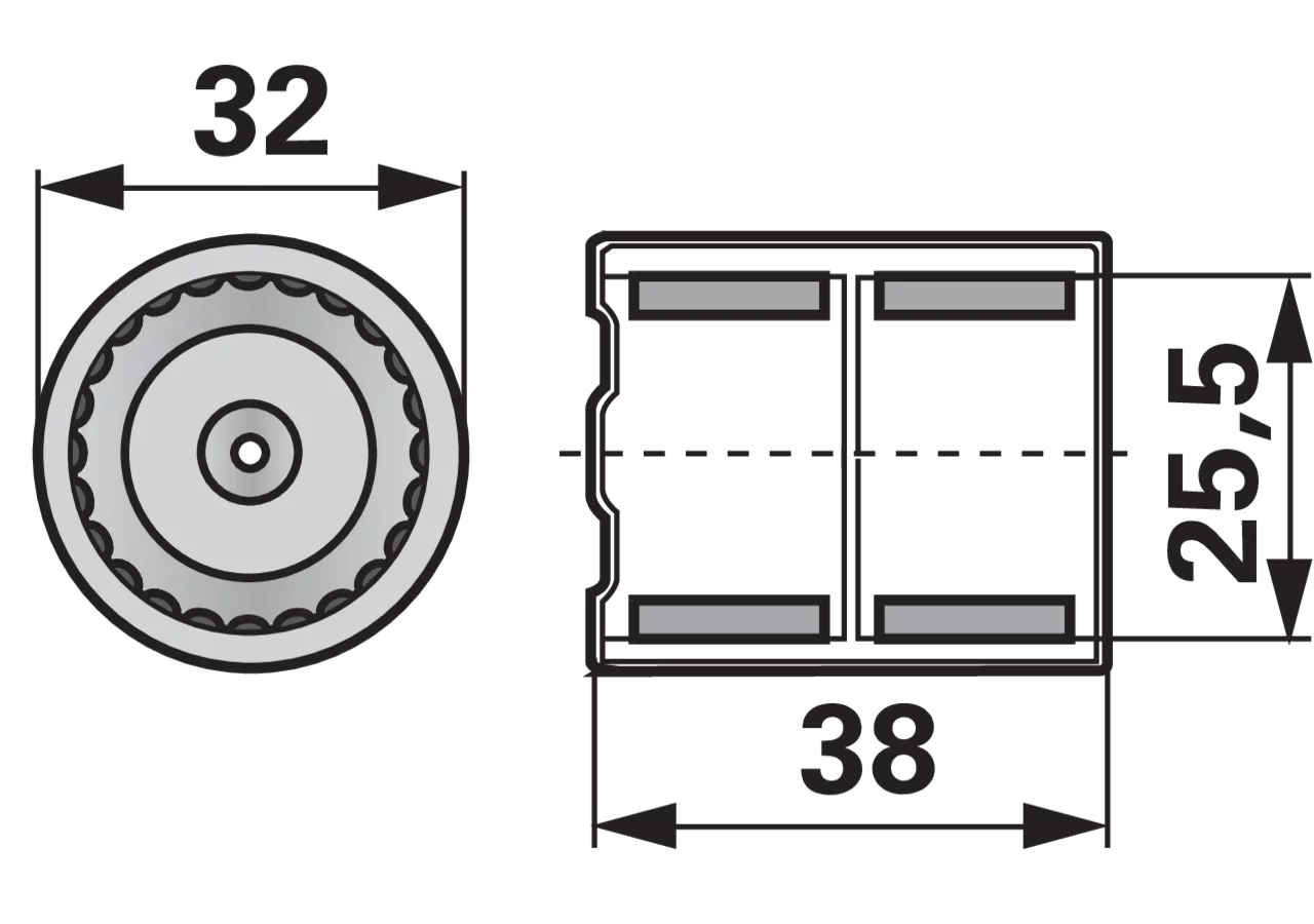 Nadelbuchse AD 32 x ID 25,5 x L 38 mm, 2-reihig BK2538 ESM 5901900 ESM