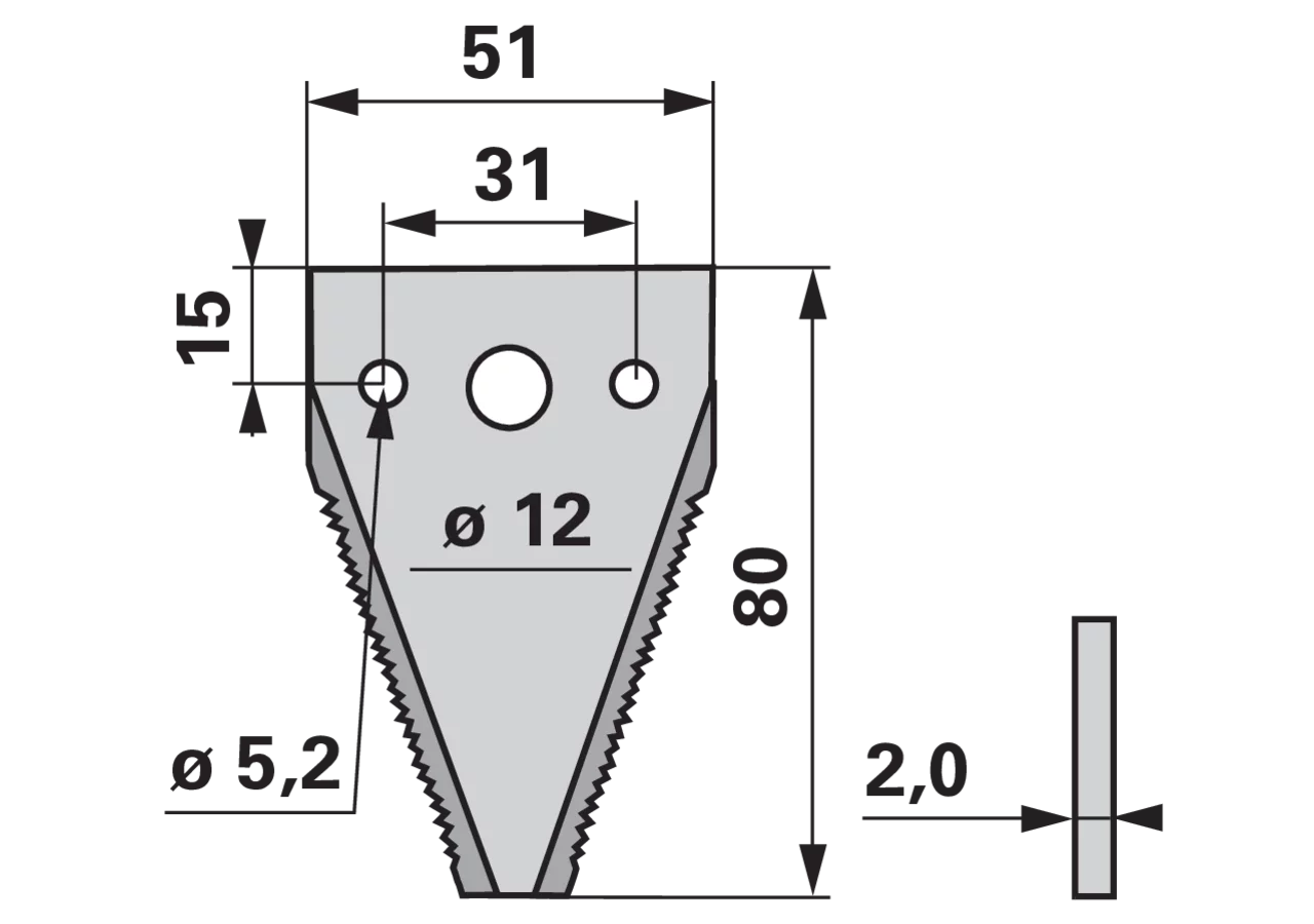 Mähmesserklinge gezahnt, 3-Loch ESM 3440491 ESM