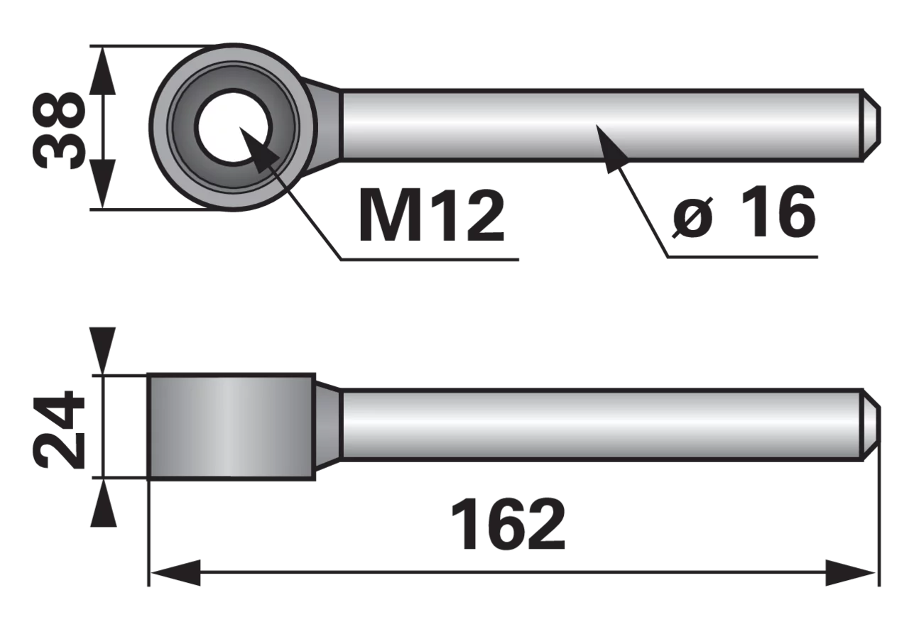 Mitnehmerauge L 162 mm ESM 2791000 ESM