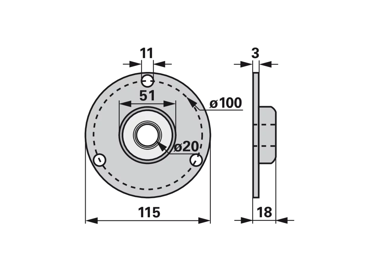 Flanschplatte AD 115 x ID 20 mm, mit Lager – passend für Reform TI AA-100-102 GartenShop24