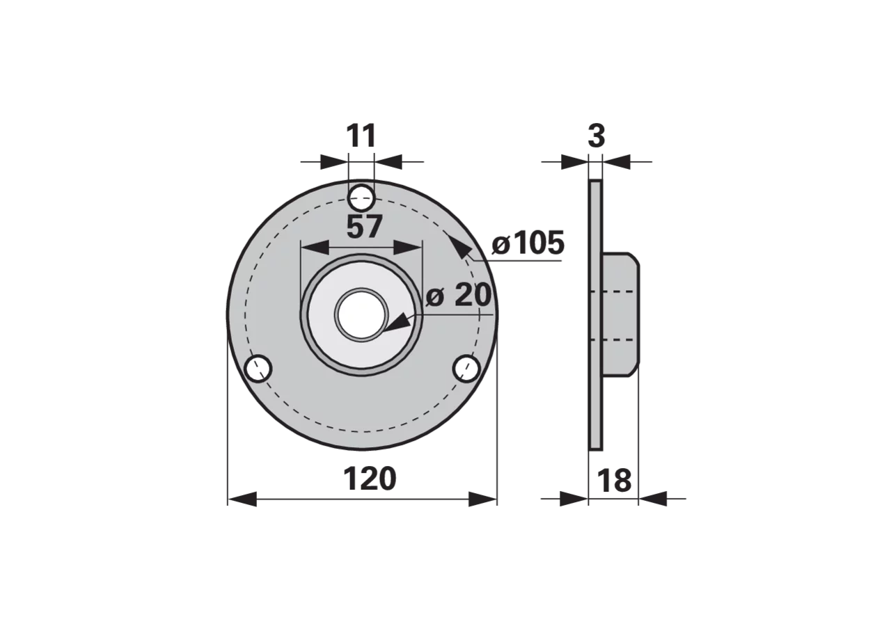 Flanschplatte AD 120 x ID 20 mm, mit Lager Reform TI AC-020-102 GartenShop24