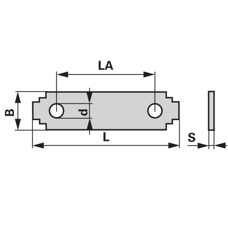 Schläger 134 x 35 x 6 mm Ersatzteil mit Innendurchmesser 13 mm und Lochabstand 90 mm