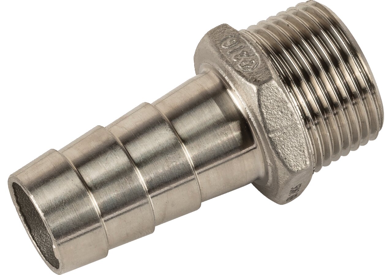 Schlauchanschluss Edelstahl, 1/2 Zoll AG, für Schlauch 13 mm GartenShop24