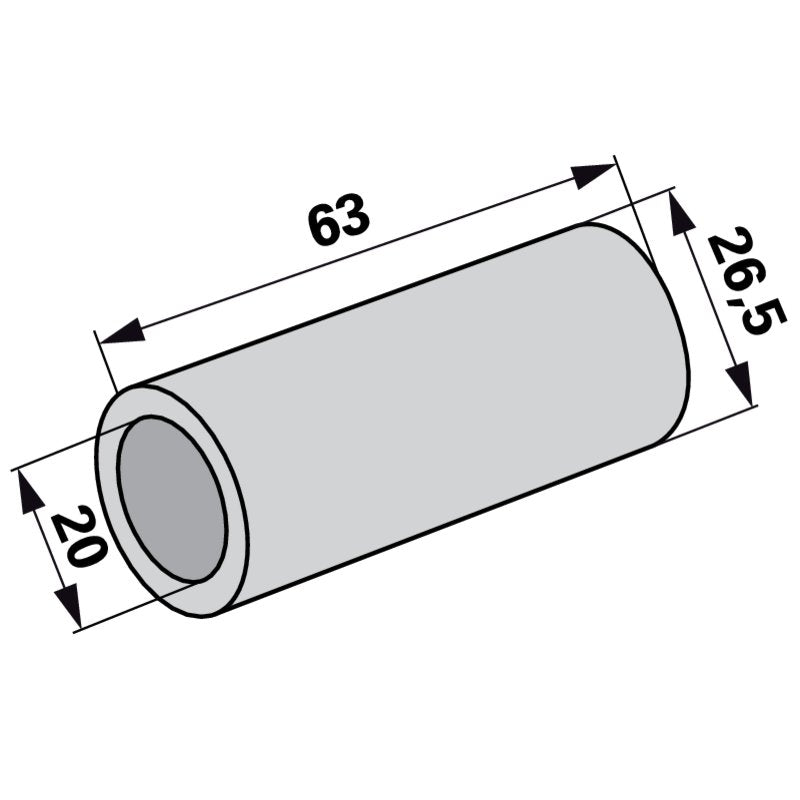 Buchse AD 26,5 x ID 20 x L 63 mm GartenShop24 - Hochwertige Gartengeräte