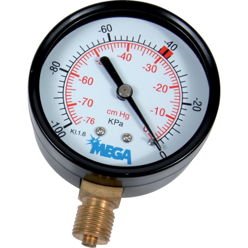 Vakuummeter AD 63 mm, Gewinde 1/4 Zoll, Gehäuse beschichtet – Durchmesser 63 mm