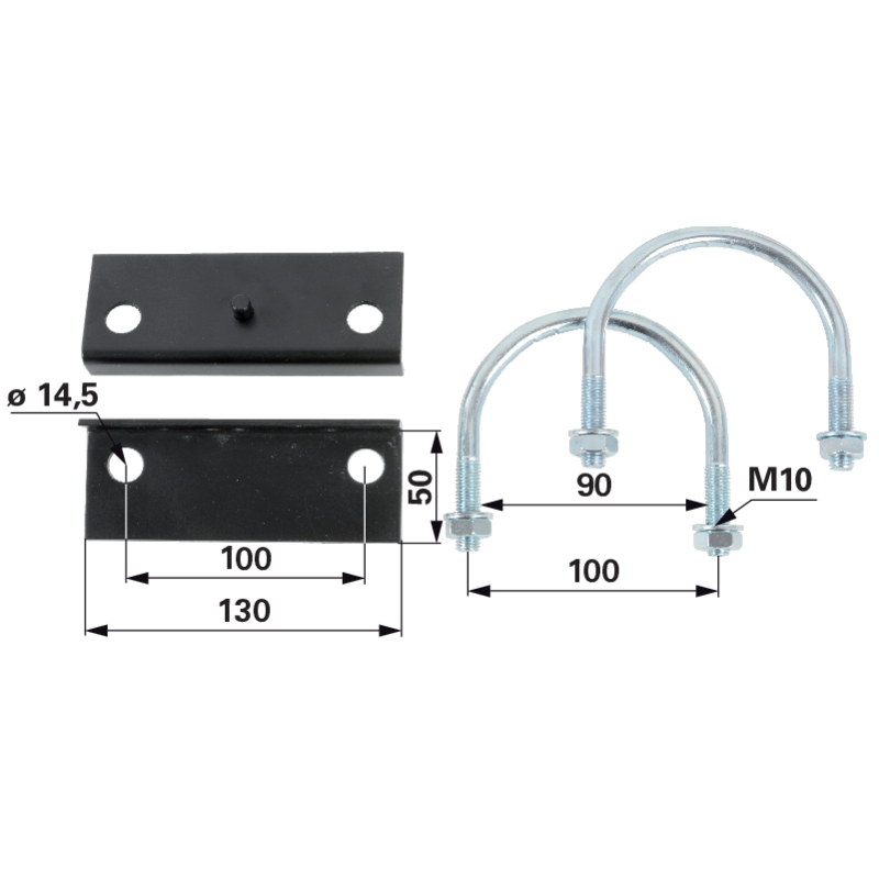 Befestigungsbügel M12, mit Laschen, Set 2 Stück GartenShop24 - Hochwertige Gartengeräte