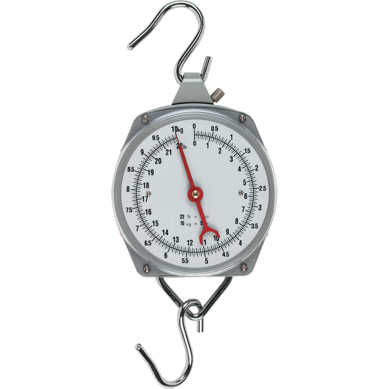 Zeigerschnellwaage mit Metallhaken 10 kg 50 g mit Plexiglasfront und Metallhaken
