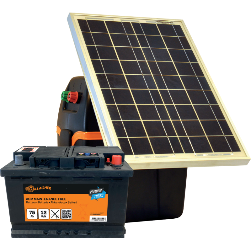 Gallagher Weidezaunset S230 mit Solarmodul 30 W, 75 Ah Premium Turbo AGM Gallagher 060870 Gallagher