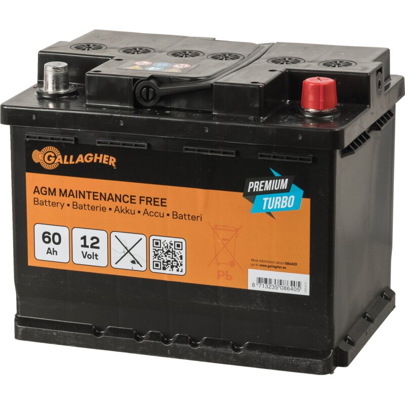 Gallagher Weidezaunbatterie 12 V, 60 Ah, Premium Turbo AGM Gallagher 086405 Gallagher