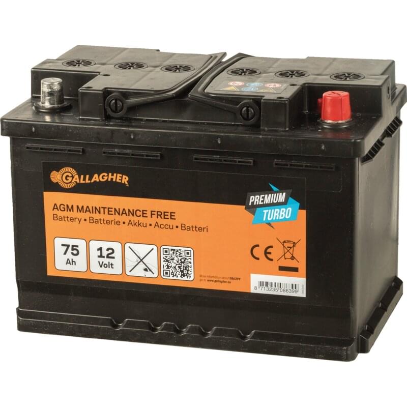 Gallagher Weidezaunbatterie 12 V, 75 Ah, Premium Turbo AGM Gallagher 086399 Gallagher
