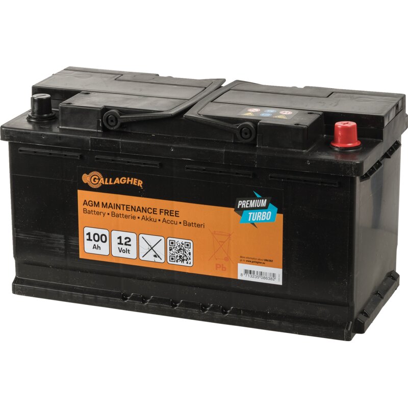 Gallagher Weidezaunbatterie 12 V, 100 Ah, Premium Turbo AGM Gallagher 086382 Gallagher
