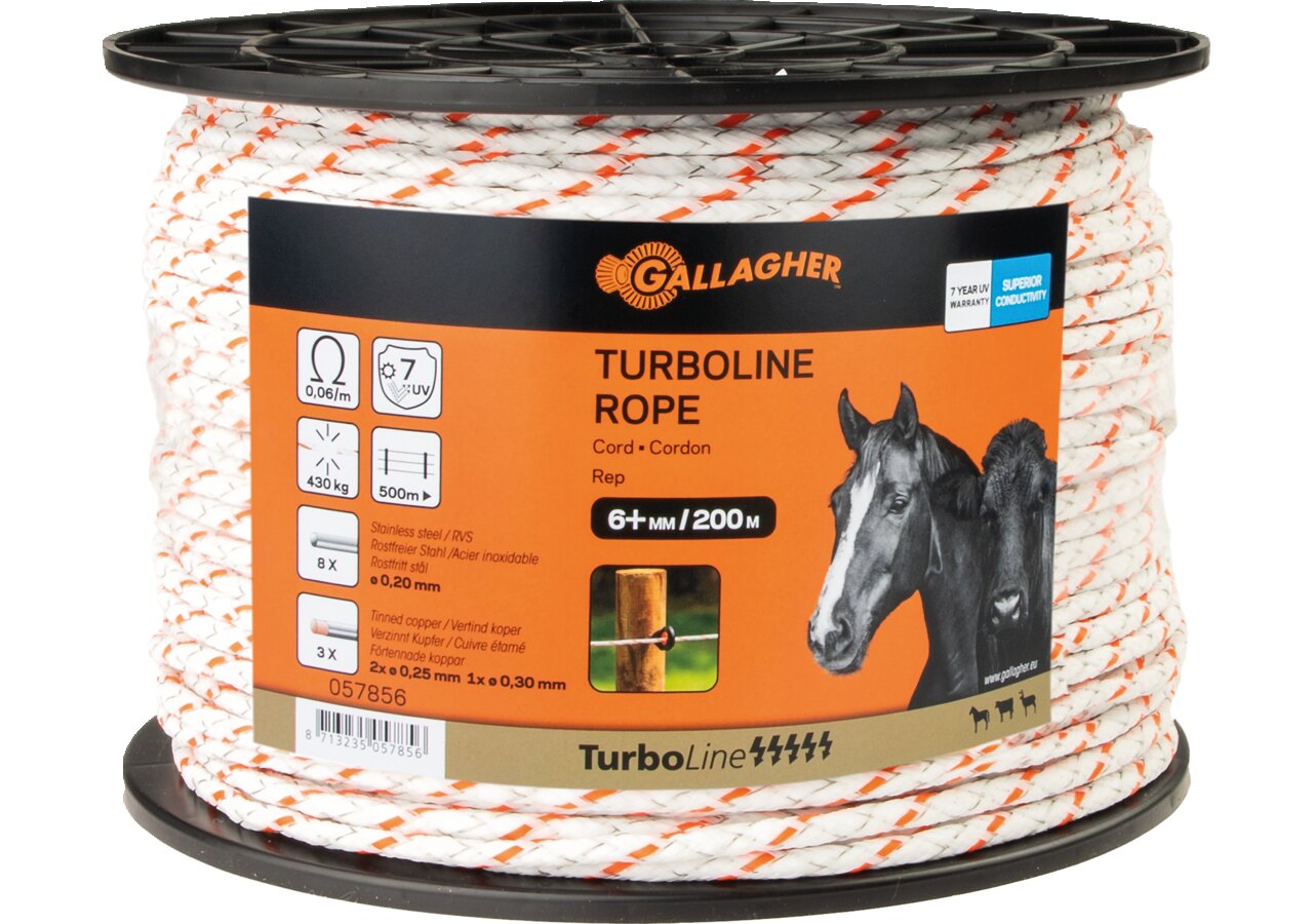 Cord TurboLine, L 200 m, Weiß-Orange Gallagher 057856 Gallagher