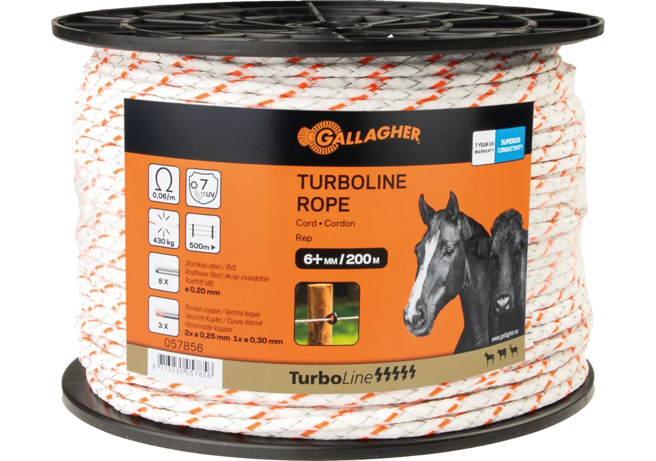 Cord TurboLine, L 200 m, Weiß-Orange Gallagher 057856 Gallagher