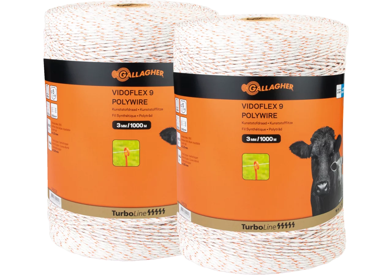 Cord TurboLine Vidoflex 9 Plus, L 2 x 1.000 m, Weiß Gallagher 079421 Gallagher