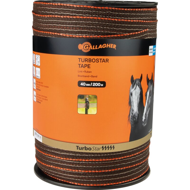 Gallagher Breitband TurboStar, L 200 m, B 40 mm, Braun-Orange Gallagher 010615 Gallagher