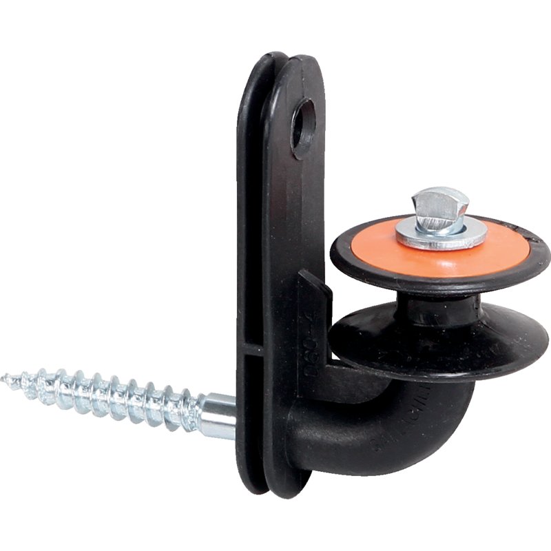 Gallagher Rollen-Eckisolator Kunststoff, Schwarz-Orange, mit Holzgewinde, 5 Stück Gallagher 029013 – Geeignet für Kabel Gallagher