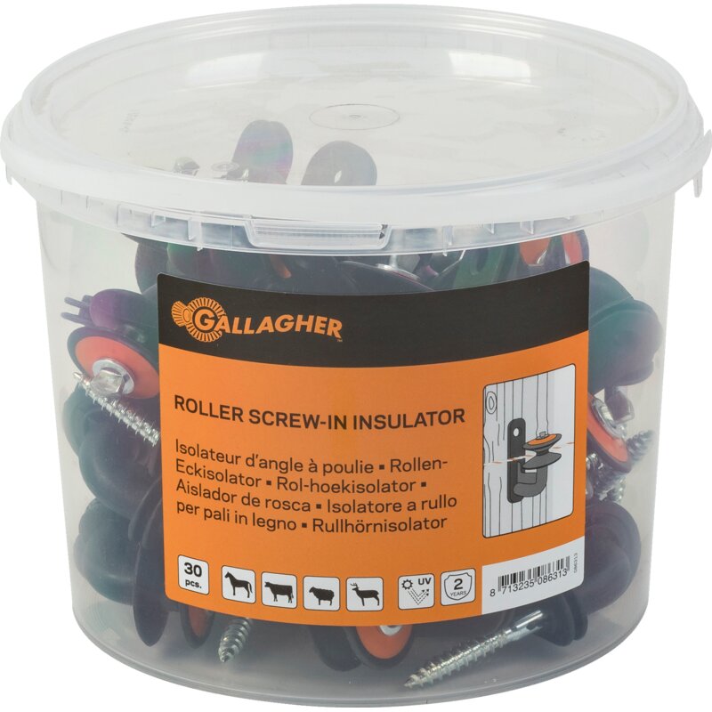 Gallagher Rollen-Eckisolator Kunststoff, Schwarz-Orange, mit Holzgewinde, 30 Stück Gallagher 086313 Gallagher