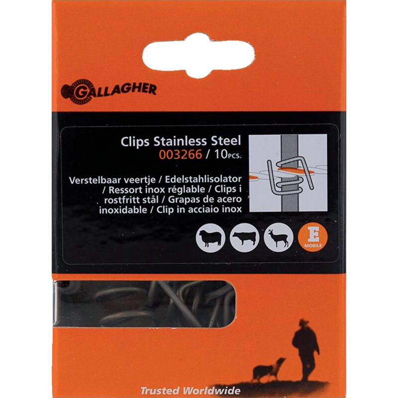 Gallagher Edelstahlclip für Kunststoffpfahl AD 13 mm, 10 Stück Gallagher 003266 Gallagher