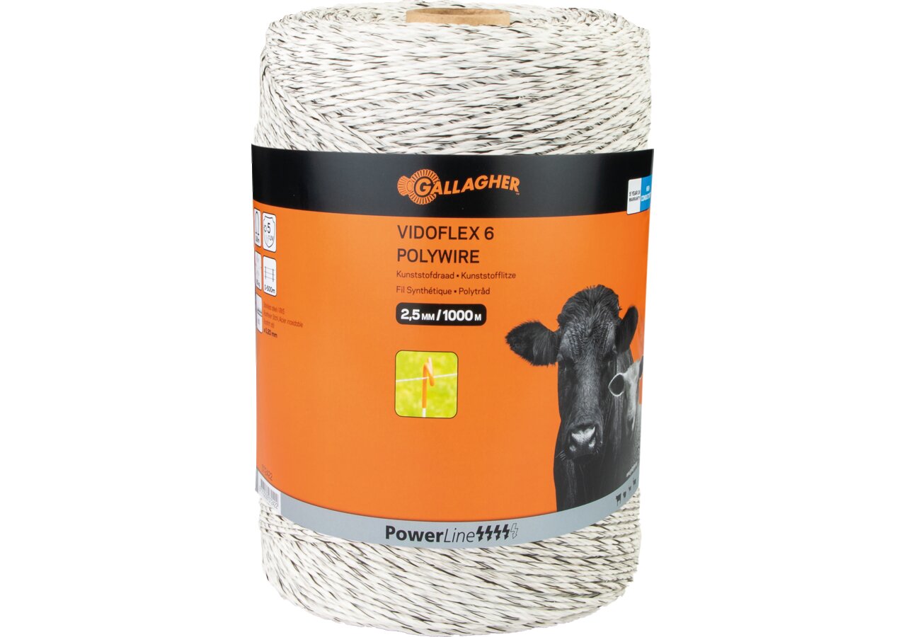 Cord PowerLine Vidoflex 6, L 1.000 m, Weiß Gallagher 072422 Gallagher