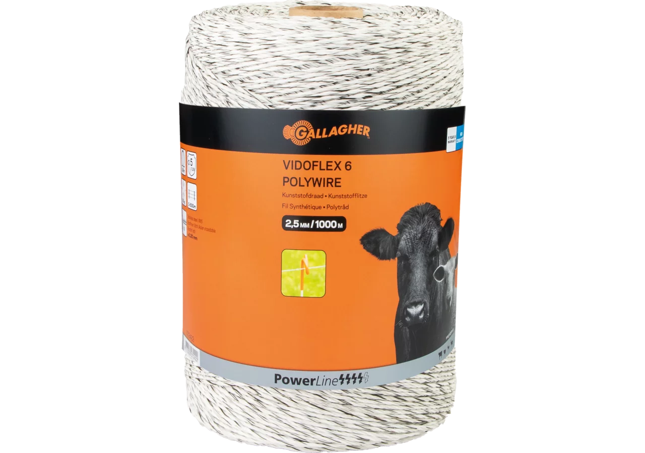 Cord PowerLine Vidoflex 6, L 1.000 m, Weiß Gallagher 072422 Gallagher