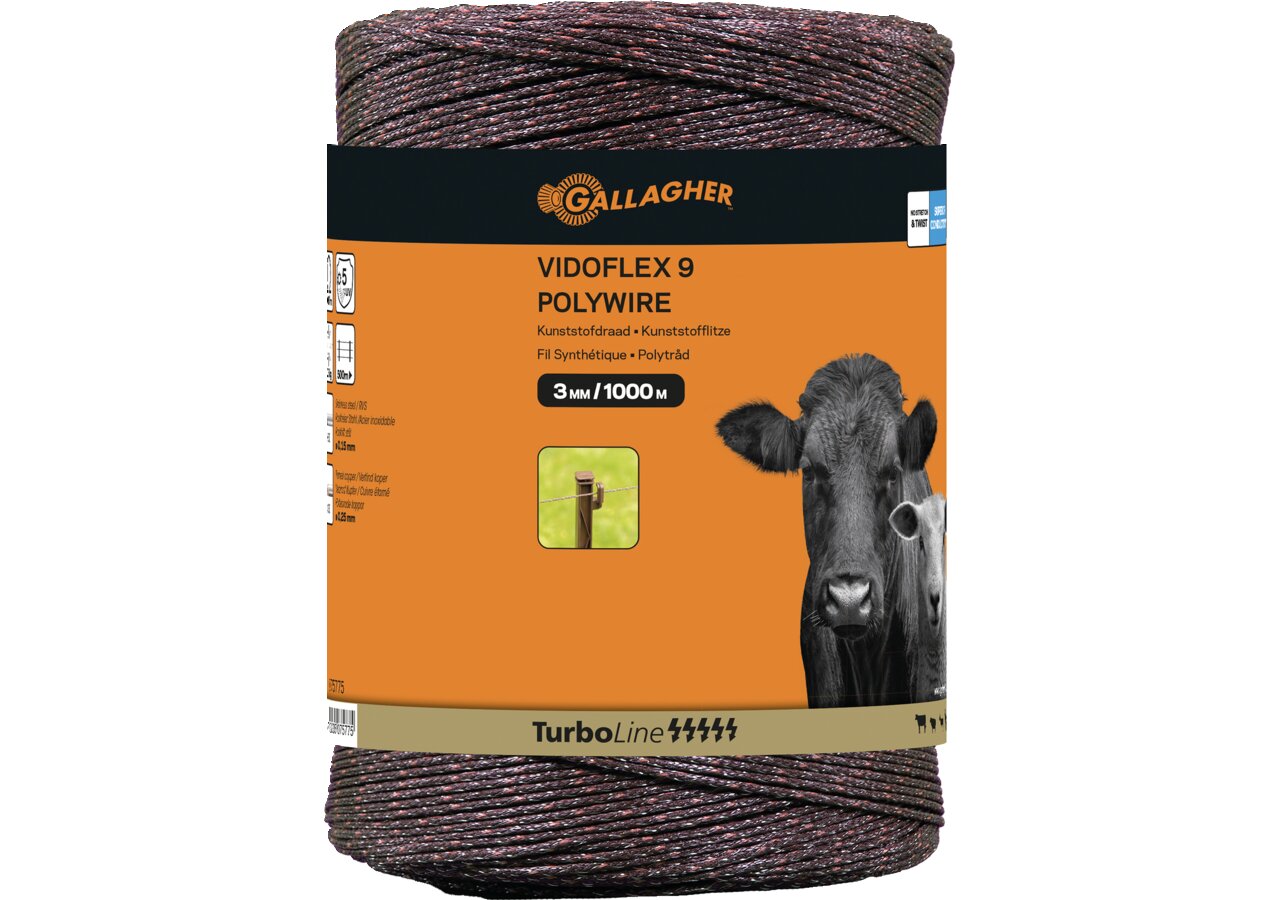 Cord TurboLine Vidoflex 9 Plus, L 1.000 m, Terra Gallagher 075775 Gallagher