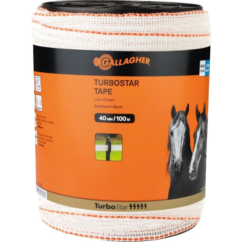 Gallagher Breitband TurboStar, L 100 m, B 40 mm, Weiß Gallagher 072439 – Extrem reißfestes Gallagher