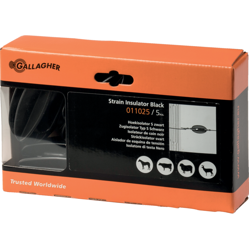 Gallagher Zugisolator Kunststoff, Schwarz, 5 Stück Gallagher 011025 – Kunststoffisolator für Holzpfähle Gallagher