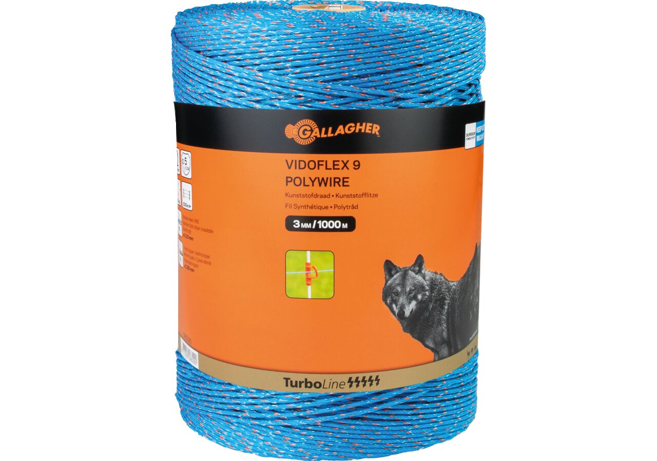 Cord TurboLine Vidoflex 9 Plus, L 1.000 m, Blau Gallagher 086290 Gallagher