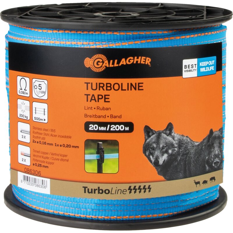 Gallagher Breitband TurboLine, L 200 m, B 20 mm, Blau Gallagher 086306 Gallagher