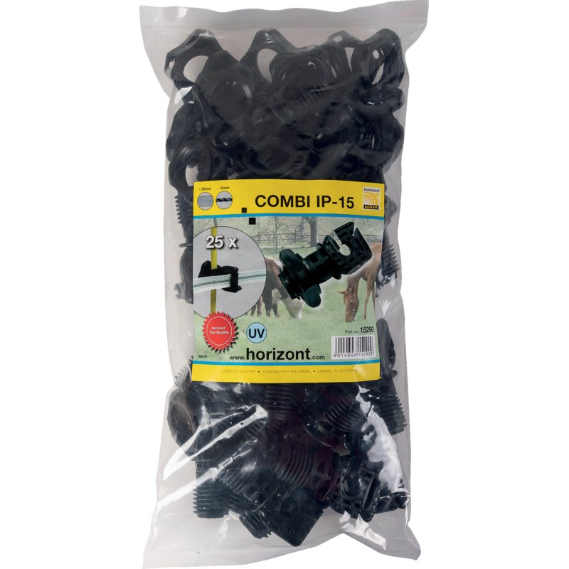 Horizont Zusatzisolator Combi ip-15, Schwarz, schraubbar, für Litzen und Bänder, 25 Stück Horizont 15290 Horizont
