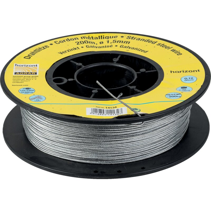 Horizont Drahtlitze verzinkt, 1,5 mm Drahtdurchmesser, 200 m Horizont 15009 14134 Horizont