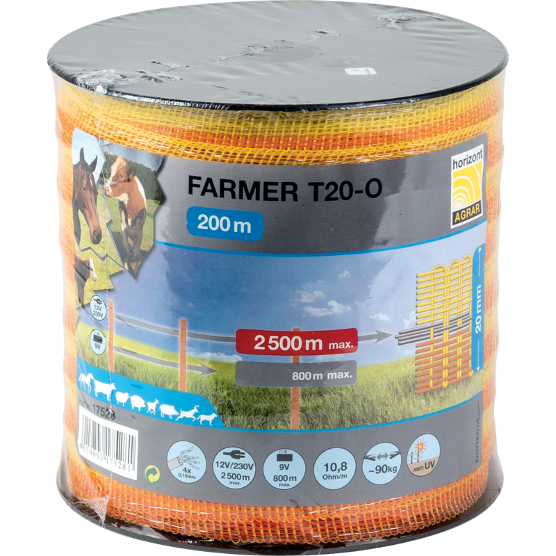 Horizont Breitband farmer T20-O, L 200 m, B 20 mm, Gelb-Orange Horizont 17528 Horizont