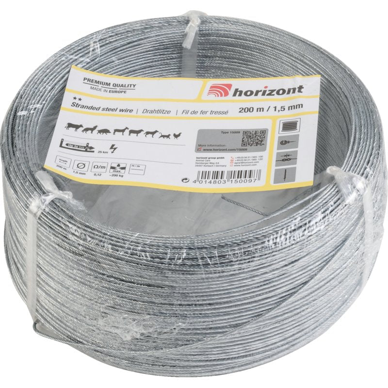 Horizont Drahtlitze verzinkt, 1,5 mm Drahtdurchmesser, 200 m Horizont 15009 Horizont