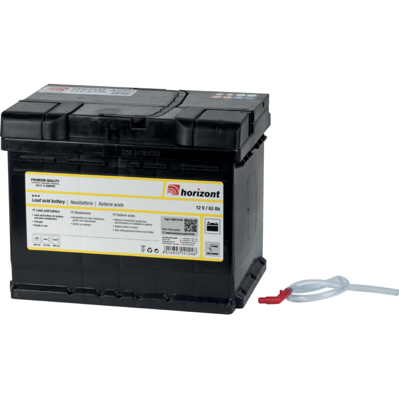 Horizont Weidezaunbatterie Spezial-Akku, 12 V, 63 Ah, C20, befüllt, vorgeladen Horizont 14124 – Weidezaunbatterie Spezial-Akku 12 Volt Horizont