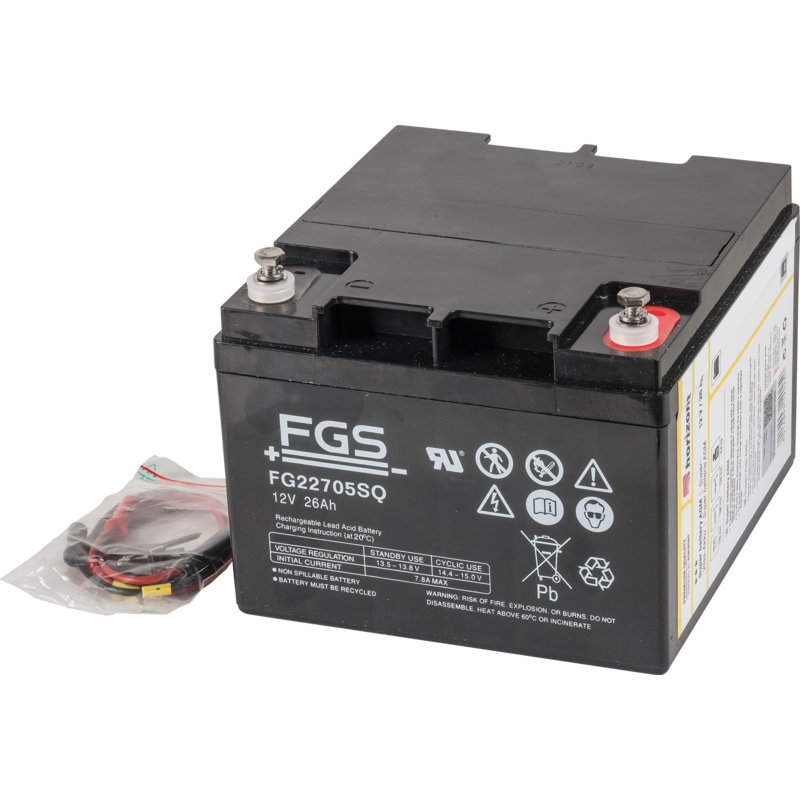 Horizont Weidezaunbatterie Super-Vlies-Akku, 12 V, 26 Ah, inkl. Anschlusskabel Horizont 12025 Horizont