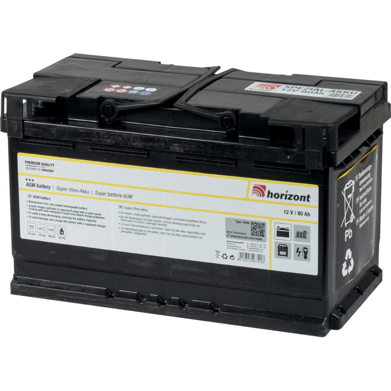 Horizont Weidezaunbatterie AGM Akku, 12 V, 80 Ah, befüllt, wartungsfrei Horizont 14549 Horizont